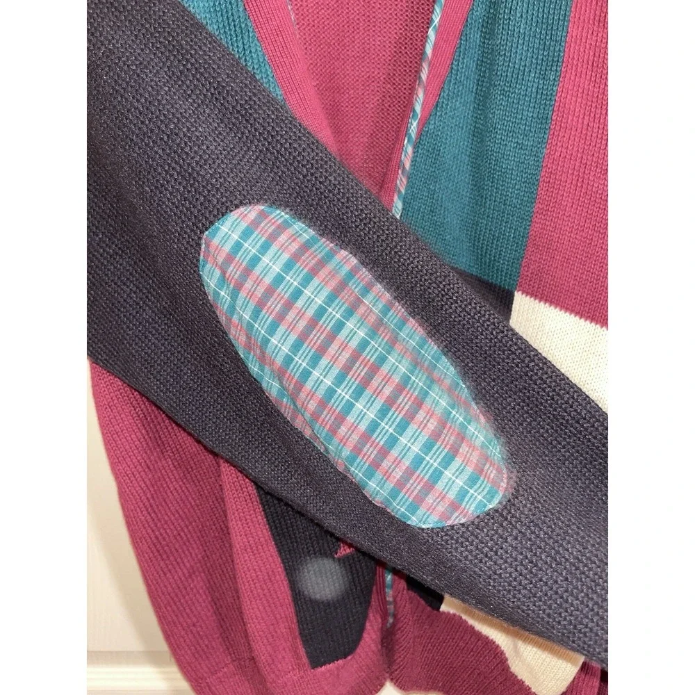 Vtg. Players Van Huesen Golf Cardigan , Patched Elbows , Embroidered Ramie Blend